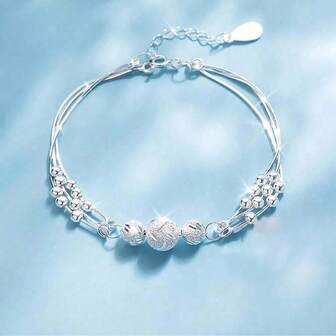 女士和女孩手链 - S925 镀银转珠，带锚和仿珍珠设计的航海吊坠手链，送给女朋友的完美生日礼物，日常配饰|航海吊坠手链| 手链