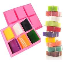 1pc 6/8 Cavity Rectangular Silicone Mold, Suitable For Making Rice Cakes, Cereal Bars, Chocolates, Ice Cubes, Brownies, Cornbread, Puddings, Butter Molds, DIY Handmade Soap Molds, Fragrance Soap Molds, Kitchen Tools, Special Baking Molds (Pink, Purple) - Multicolor - View 4