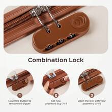 4 Piece Luggage Sets With 7 Pieces Organizer Bags, 20/24/28/32 Inch ABS Carry-On And Checked Suitcase Large Travel Sets,Autumn Travel Essentials For Go To School,Holiday,Honeymoon Vacation,Study Abroad,Weekend Trip - 白棕色 - 查看 3