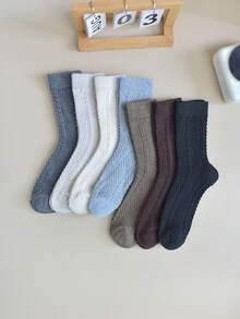 1 par/3 pares de calcetines de mujer de unicolor de punto de cable hasta la pantorrilla, para otoño/invierno