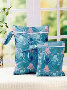 2 件装防水婴儿尿布袋便携式旅行收纳袋适用于衣服、泳装