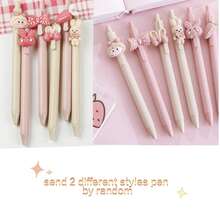 3-6支0.5毫米黑色凝胶墨水塑料点击粉色奶油色可爱女孩笔，2种款式随机发送 - 多色 - 查看 13