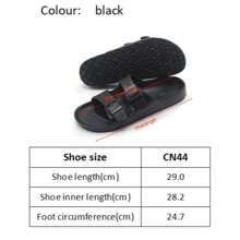 1 双加大码纯色户外休闲一脚蹬凉鞋，男女通用露趾沙滩拖鞋，适合街头、度假、夏季