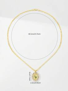 1pc 2025 New Hypoallergenic Copper Inlaid Colorful Green Zirconia Round Priest Pendant Necklace, Suitable For Christmas/Thanksgiving/Mother's Day/Valentine's Day Couples/Friends/Fellow Church Members As Gifts, Catholic First Communion, Daily Festival Wear And Prayer