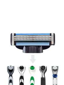 男士剃须刀套装，1 个手柄 + 24 个刀片替换装，3 层精密激光切割边缘，清洁无刺激，易于清洁，防刮设计 - 居家和旅行必备 - 彩色 - 查看 4