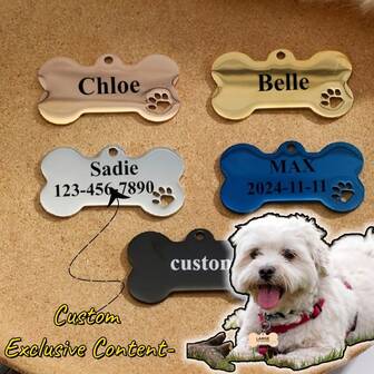Hueso de perro con garra hueca PERSONALIZADO que se puede grabar con láser para evitar que las mascotas se pierdan, etiquetas de perro al por mayor, etiquetas de gato.