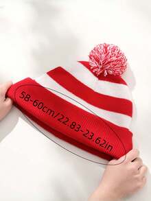 1pc Autumn/Winter Simple Color Block Knit Beanie Hat, Unisex Casual Versatile Christmas Knit Hat With Decorative Glasses