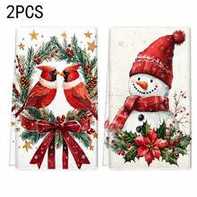 1 set/1 pieza/2 piezas Paños de cocina y paños de platos con estampado de pájaros navideños, adecuados para decoración de interiores en restaurantes, cocinas y baños, decoración de fiestas, regalos festivos y también pueden ser entregados como regalos de Navidad - Multicolor - Ver 13