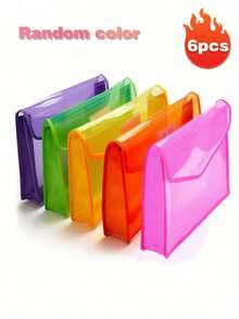 1/2/6pcs A4 Plastic Folder, Envelope Extension File Wallet Organizer, With Snapshot And Pocket Waterproof Transparent Document Bag, Three-Dimensional File Bag Transparent Twill A4 Storage Envelope Office Test Paper