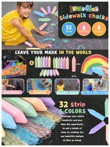 Paquete familiar de tiza lavable para niños | 15/20/36 barras por cubeta | Fórmula sin polvo para uso en exteriores, juego creativo de garabatos