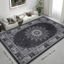 1pc Luxury Elegant Classic Geometric Floral Striped Bohemian Area Rug, Vintage Black & Gray Rectangular Soft Faux Wool Washable Carpet, Suitable For Living Room, Bedroom, Entryway, Bathroom, Hallway, Patio, Kitchen, Indoor Outdoor, All Season Large Size Mat, Home Decor - Multicolor - View 15