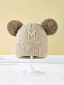 1Pc A-Z Letter Knit Newborn Baby Hat Kids Beanie Cap For Boys Girls Infant Accessories Children Hats Elastic 0-3Y Toddler Girl Boy Hat Birthday Gift For Winter Spring