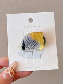 1pc Cartoon Ocean Series Mini Hair Claws, Cute Hair Clips For Girls, School Stuff