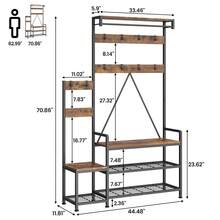 CuteHairy 70.86'' Tall Hall Tree Coat Rack Storage With Shoe Bench For Hallway Entryway Living Room - Brown - View 7