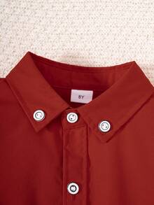 男童经典学院风休闲派对正式长袖衬衫，红色