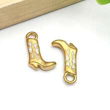2pcs Stainless Steel Western Cowboy Boots Charms For Jewelry Making, Dangle Charm Boot Hat Horse Cactus Pendants For Bracelet Necklace Earrings Making Accessories