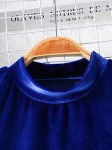 Girls' Ruffled Long Sleeve Elegant Luxurious Dress, Suitable For Parties And Special Occasions - Blue - View 3