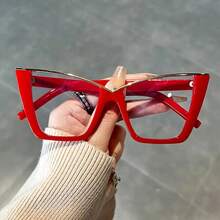 Vintage Cat Eye Transparent Lens Computer Glasses Jelly Color Frame For Women - Fashion Glasses Eye Protection - quả cam - Xem 6