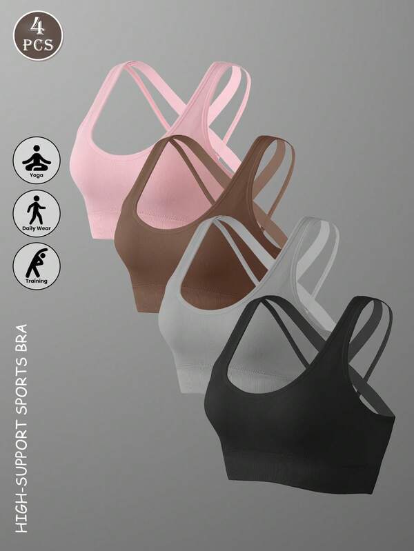 4pcs Criss Cross Backless Sports Bra