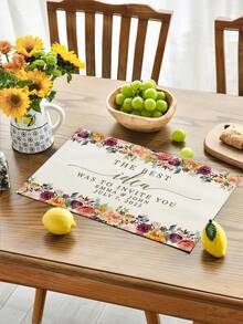 1 件可定制亚麻餐垫，水彩花卉和叶子印花，为亲人打印个性化照片，厨房隔热垫，婚礼/节日/派对装饰，用途广泛 - 彩色 - 查看 4