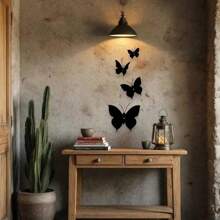 3 PCS Metal Butterfly Wall Sculpture, Classic Style Indoor/Outdoor Hanging Decor, Black Iron Wall Art Decor For Garden Fence Bedroom Kitchen Living Room Dining Room Office