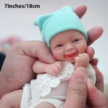 7 Inch Reborn Baby Doll , Silicone Doll Boy , Mini Realistic Newborn Baby Dolls Silicone Full Body With Feeding Accessories ﻿ - White - View 2