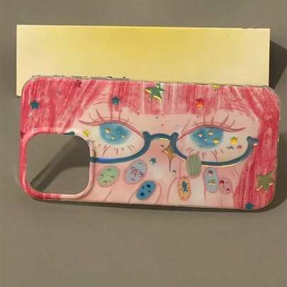 Girl Cute Pink Hair & Blue Eyes Design Compatible With Iphone 16 Pro Max Phone Case, Creative Full Body Protective Cover Compatible With Iphone 15, 14 Pro, 13, 15 Pro, 16 - Fashionable & Shockproof