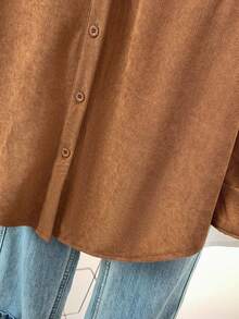 ​Women's Solid Color Corduroy Button Down Shirt Heavy Weight Long Sleeve Pocket Fall Winter Casual​,Fall Clothes For Women,Flannels For Women