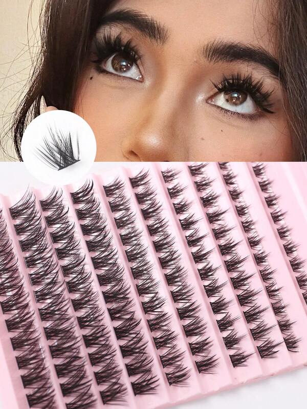 120 Faux cils longs segmentés d'une longueur de 8 à 16 mm, avec une courbure C. Cils faciles à appliquer pour des yeux plus grands. Faux cils secrets pour un regard éclatant