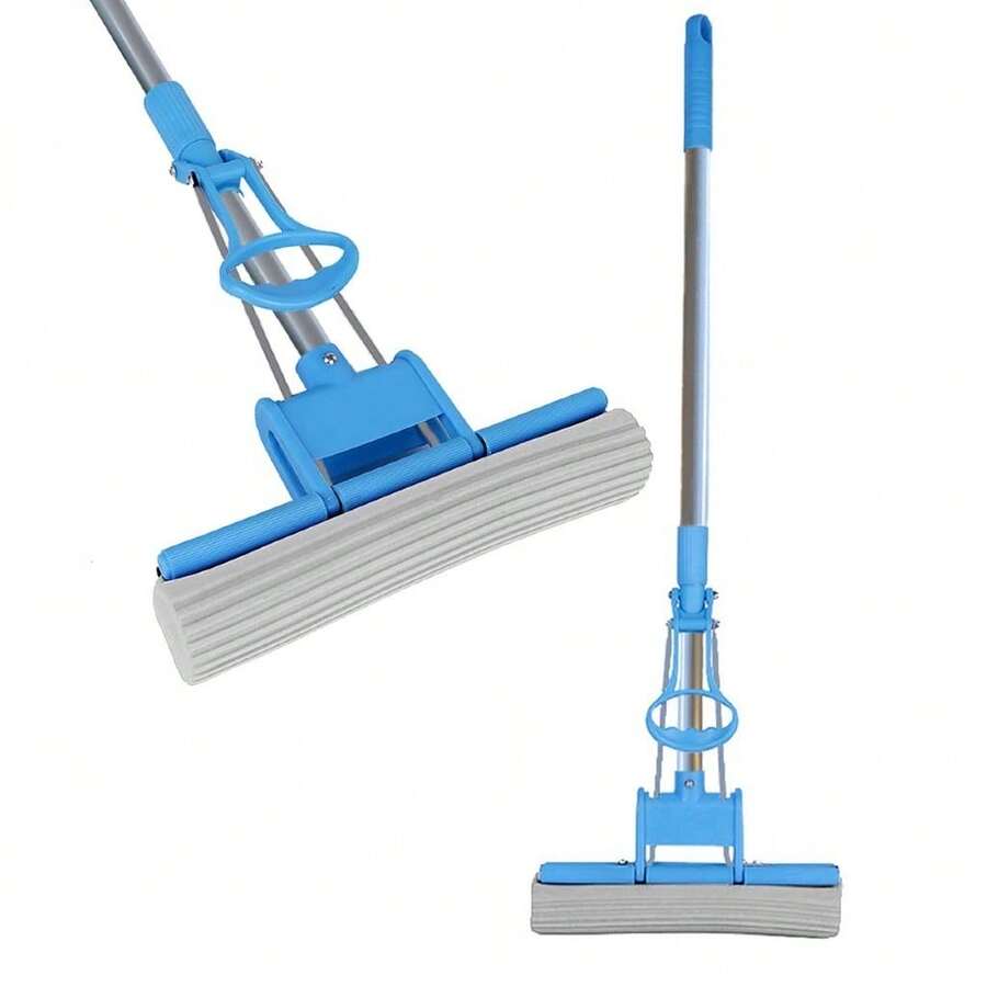 Rodo Mop Fácil Celeste Auto Torção Refil Em Espuma Limpeza  em Geral Esfregão Seca - Azul - Visão 1