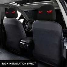 2pcs Red Eye Car Headrest Covers - New Design Fits All Vehicles, Easy Installation - Funny Car Interior Decor For Drivers & Passengers - Durable Fabric Headrest Protectors With Eye-Catching Print