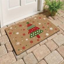 1pc 10mm Thick Colorful Snowflake & Christmas Tree Pattern Outdoor Doormat, Made Of Coconut Fiber, Durable, Stain-Resistant, Easy To Clean, TPR Anti-Slip Bottom, Machine Made, Rectangular, Suitable For Outdoor Entrance, Villa, Garden Use - Multicolor - View 9
