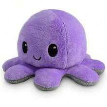 Original Reversible Octopus Pillow - Black + Orange - Adorable Sensory Fidget Animal To Show Your Mood - Perfect For Halloween! - Tím vui vẻ + Xám chết chóc - Xem 2