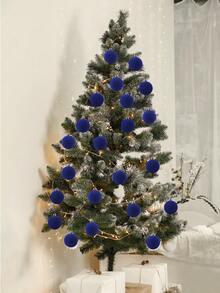 16 Stück Weihnachtskugeln, Samt Weihnachtskugeln, Blauer Weihnachtskugel-Set, Weihnachtskugel Dekorationen, Samt Weihnachtskugeln mit Geschenkbox-Set, Weihnachtsbaum Hängende Ornamente, Bruchsichere Weihnachtsbaum Kugel Ornamente Weihnachtskugeln-Set für Feiertage, Weihnachten, Hochzeit, Party, Heim-Dekoration