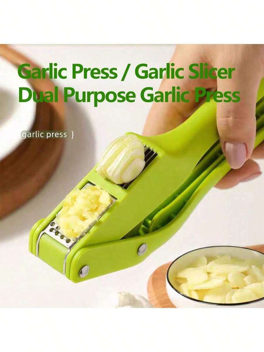 2-In-1 Kitchen Garlic Press, Garlic Slicer, Garlic Mincer, Manual Garlic Press, Garlic Crusher, Multi-Function Garlic Press & Slicer, Manual Garlic Masher, Suitable For Making Garlic Paste, Garlic Slices, Ginger Slices, Ginger Paste