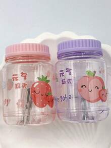 1pc/3pcs/5pcs Creative Pearl Milk Tea Cup Shaped Pencil Sharpener, Single Hole, Easy To Sharpen, Metal Blade, ABS Plastic Material, Anti-Scratch, Transparent Shavings Collector, Exquisite Design