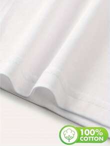 [Double-Sided Print Front And Back] Simple Style Floral Butterfly Print Short-Sleeved Crew Neck T-Shirt Made Of Pure Cotton, Suitable For Sports, Loose Fit, Fashionable, Versatile, Casual, Can Be Layered, Machine Washable - trắng - Xem 5