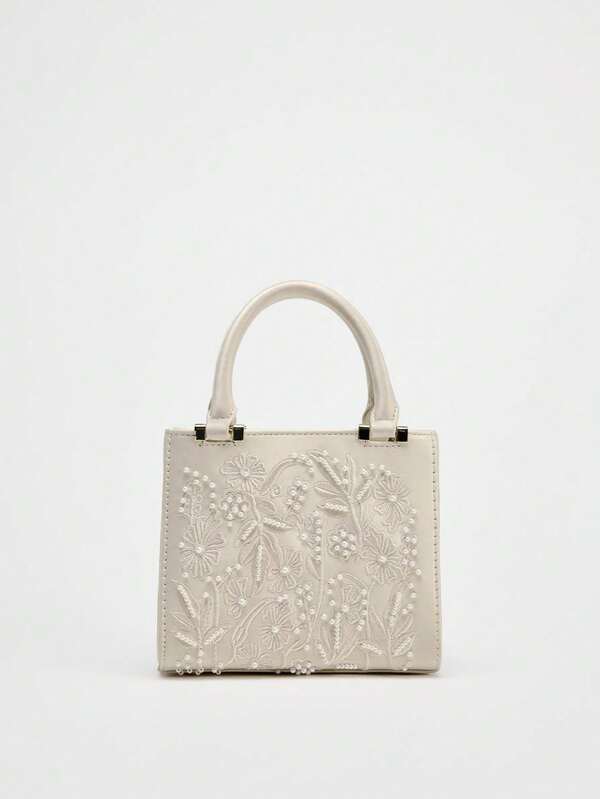 SATIN EFFECT PEARL BAG, Women's Mini Handbag, Women's Crossbody Bag With Chain Strap, Fashionable Small Tote Bag Ladies Luxury Designer Purses, Bags For Ladies Fashionable