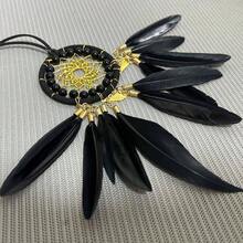 Black Dream Catcher Rear View Mirror Hanging Decor Handmade Small Car Charms Pendant