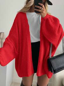 Women's Oversized Cardigan Fall Long Lantern Sleeve Knit Cardigan Lightweight - Đỏ - Xem 3
