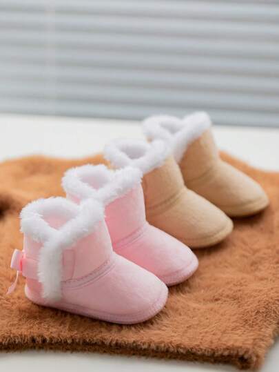 Botas de invierno cálidas y sencillas para bebé con diseño de lindo moño