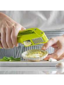 2-In-1 Kitchen Garlic Press, Garlic Slicer, Garlic Mincer, Manual Garlic Press, Garlic Crusher, Multi-Function Garlic Press & Slicer, Manual Garlic Masher, Suitable For Making Garlic Paste, Garlic Slices, Ginger Slices, Ginger Paste