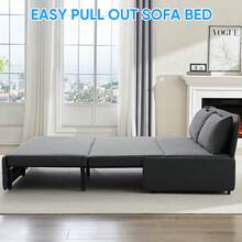 Puremind Modern Queen Size Loveseat Sofa Bed, 2 In 1 Convertible Linen Fabric 2-Seater Sleeper Sofa Couch With Cushions - Dark Grey - View 8