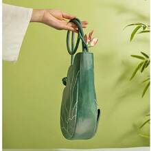 Women's Shoulder Bag, New Chinese Style, Material - Exquisite Floral Design With Green And Pink Lotus And Dragonfly Decorations, Zipper Closure, Lightweight Polyester Lining, Perfect For Travel And Vacation, Ideal Birthday Gift - 綠色 - 查看 8