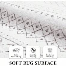 Large Washable 6x9 Area Rug: Boho Moroccan Geometric Neutral, Non-Slip Foldable Indoor Floor Carpet For Living Room, Bedroom, Dining Table - Beige, 6X9 - Dark Grey - View 3