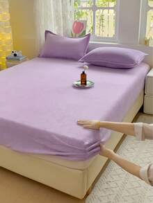 1 Stück luxuriöse Korallenfleece Spannbettlaken, Bettbezug, dicke warme Milchvelour Matratzenschoner, maschinenwaschbar, Kissenbezug nicht enthalten, weich und bequem für Schlafzimmer Bettwäsche. Geeignet für Einzel-, Doppel-, King- und Queensize-Betten. Maschinenwaschbar