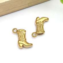 2pcs Stainless Steel Western Cowboy Boots Charms For Jewelry Making, Dangle Charm Boot Hat Horse Cactus Pendants For Bracelet Necklace Earrings Making Accessories