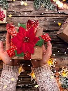 1/5pcs Christmas Flower Head Hanging Ornaments Simulated Poinsettia Decoration Home Wall Hanging Simulated Flowers Home Room Office Decor, Flower Arrangements Artificial Centerpiece, Outdoor Garden Yard Decor, Wedding Birthday Bridal Shower Decor Home Decor Christmas Decorations Room Decor