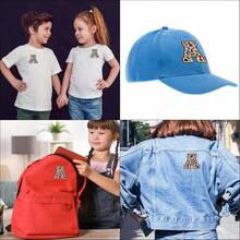 A-Z English Letter Patches, Leopard Print Embroidered Iron-On Stickers, Suitable For Clothing, DIY Name Apparel