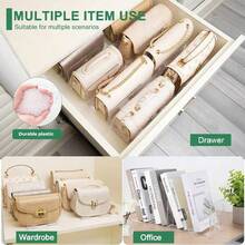 2pcs Transparent Acrylic Bag Storage Organizer With Dividers | 4-Tier Space-Saving Closet Cabinet Organizer | Multi-Layer Handbag Display Rack For Party, Birthday, Wedding Decor | Back To School Essentials & Gift Idea For Women, Friends - Clear - View 5